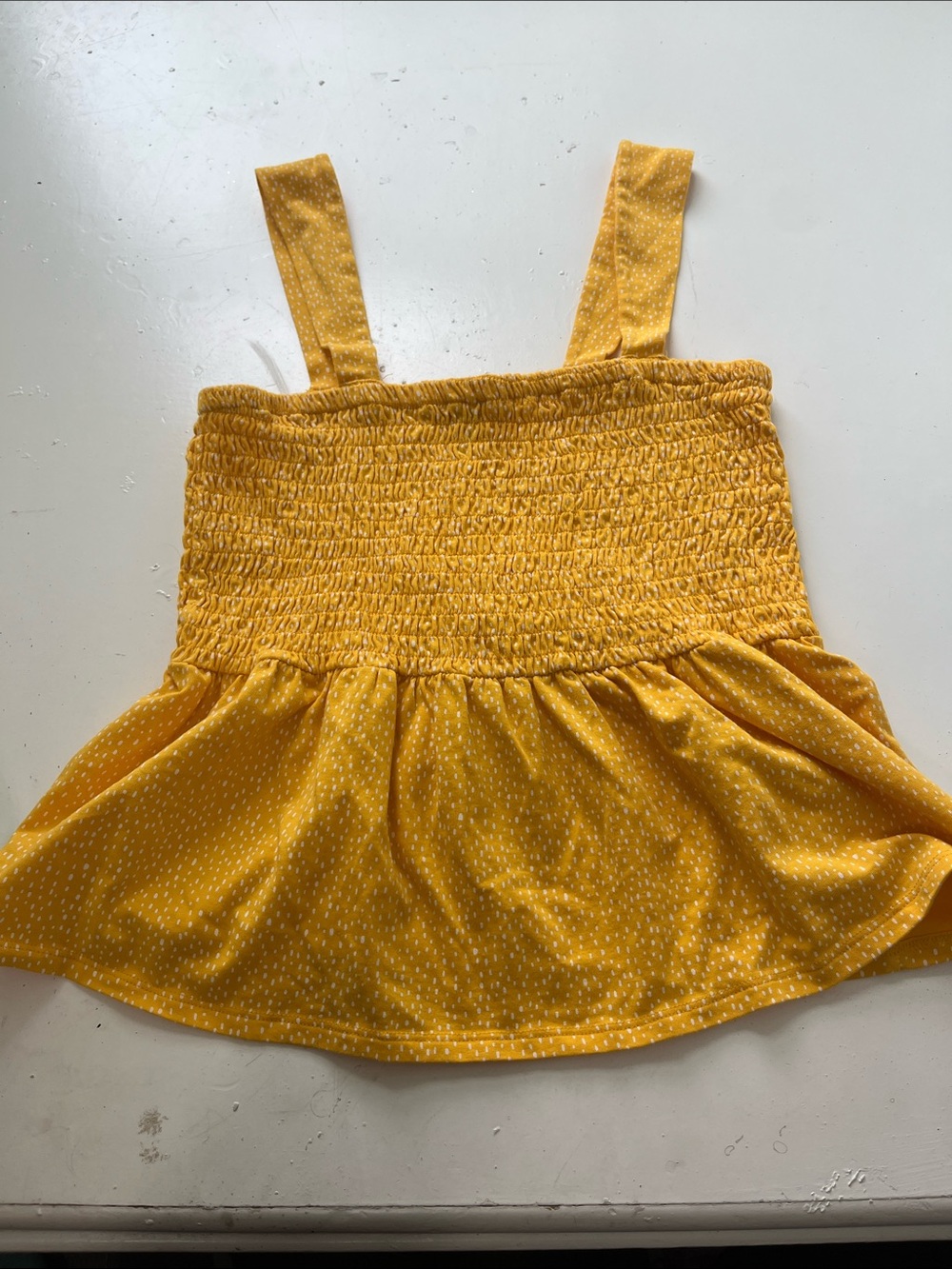 Express Medium Yellow White Fleck Pattern Stretchy Flowy Chunky Strap Blouse - Picture 1 of 5